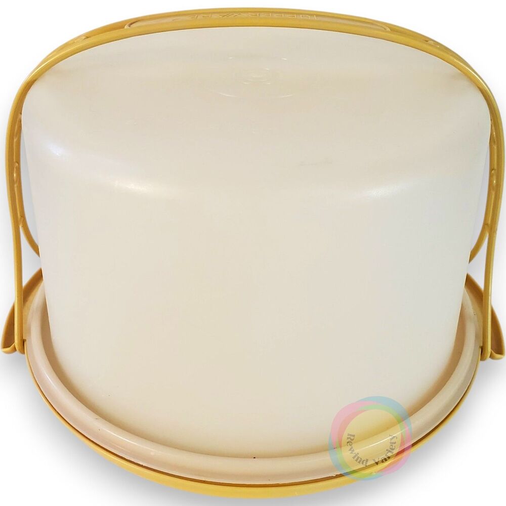 Vintage Tupperware Round Cake Carrier Harvest Yellow 12" - Picture 4 of 16
